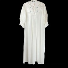 Vintage GM Chiffon Nightgown Peignoir Lace Embroidered Robe Gown Sz Small