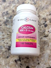 Gericare Calcium 600+D 10mcg Vitamins 100 Tablets exp: 02/2026
