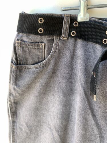 Y2K 90s Easy Street Size 42 Mens Grey Denim Faded Baggy Jorts with Belt - Picture 3 of 10