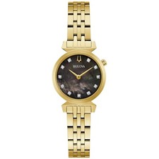 Bulova Women's Classic Quartz Gemmed Gold Stainless Steel Watch 24 MM 97P173