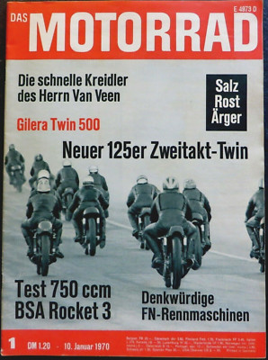 Das Motorrad 01/70 Test BSA Rocket-3 750, Motobécane 125 Twin, Gilera Twin 500