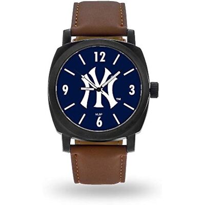 New York Yankees ''Knight'' Watch, brown band navy face (NEW, may need battery)