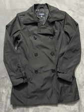 Chaps Women’s Black Trench Coat Button Light Weight Size Small