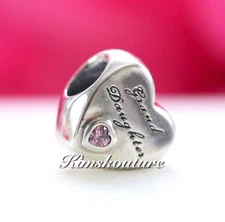 Authentic Sterling Silver  Charm Granddaughter's Love Pink CZ Bead 796261PCZ
