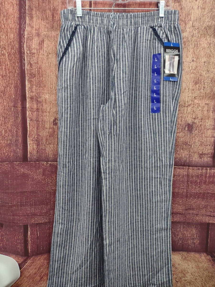 Briggs Ladies Lining Dress Pants, Blue/White Stripes, Size Large