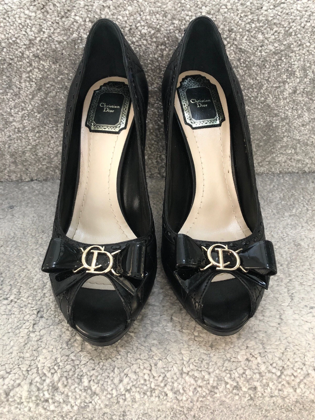 CHAUSSURES À TALONS AIGUILLES TALONS AIGUILLES EN PEAU D'AGNEAU MATELASSÉE NOIRE DIOR 37,5 4,5