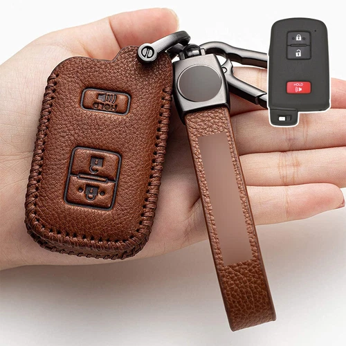 For Toyota Highlander Camry Corolla Avalon Genuine Leather Car Key Case Cover - Foto 14 di 14