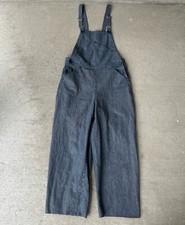 Gravel  Gold Women  s Blue Stripe Denim Overalls Size 1 Made in USA Cotton