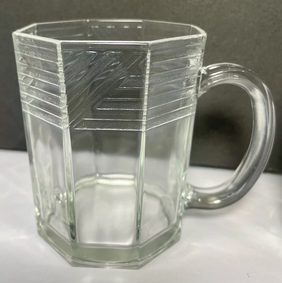 Arcoroc 美国 Octime 透明马克杯 几何八角咖啡杯 MCM 2 件套 复古 — 第 2/4 张图片