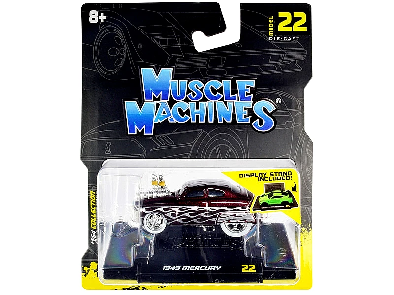 Muscle Machines 1949 Mercury Custom with Silver Flames 1:64 Diecast Red - Image 3 of 4