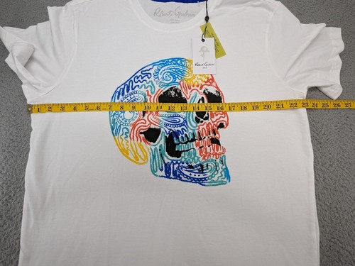 Robert Graham T-shirt Mens Large White Skull Maze💀 Print Short Sleeve - Picture 8 of 14