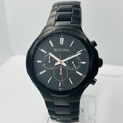 【稼動】ブローバ　BULOVA　96G10　メンズ　クォーツ　デイト　3針　黒 Bulova Men's Chronograph Classic Black Stainless Steel 44mm Watch
