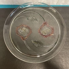 Vintage Embossed Mid Century Rose Serving Platter 13” Diameter