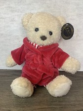 FAO Schwarz Teddy Bear 12" Plush Stuffed Animal in Red Robe Pajamas NEW, NWT