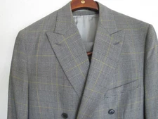 Brooks Bros.Custom Tailored 3PC SUIT Loro Piana Black Plaid /Golden Fleece 44L