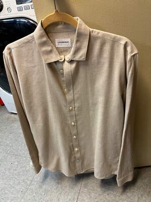 Lindbergh White Label Men s M Tan Button Down Long Sleeve Shirt MSRP $150 #B