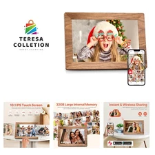 Frameo 10.1" Digital Picture Frame with 32GB Memory WiFi Electronic Photo Fra...