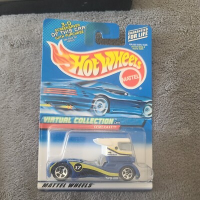 2000 Hot Wheels #118 Virtual Collection Cars SEMI-FAST White/Blue w/Chrome 5 Sp
