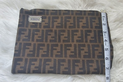 Vintage Fendi Zucca FF Logo Monogram Brown Canvas Clutch Bag