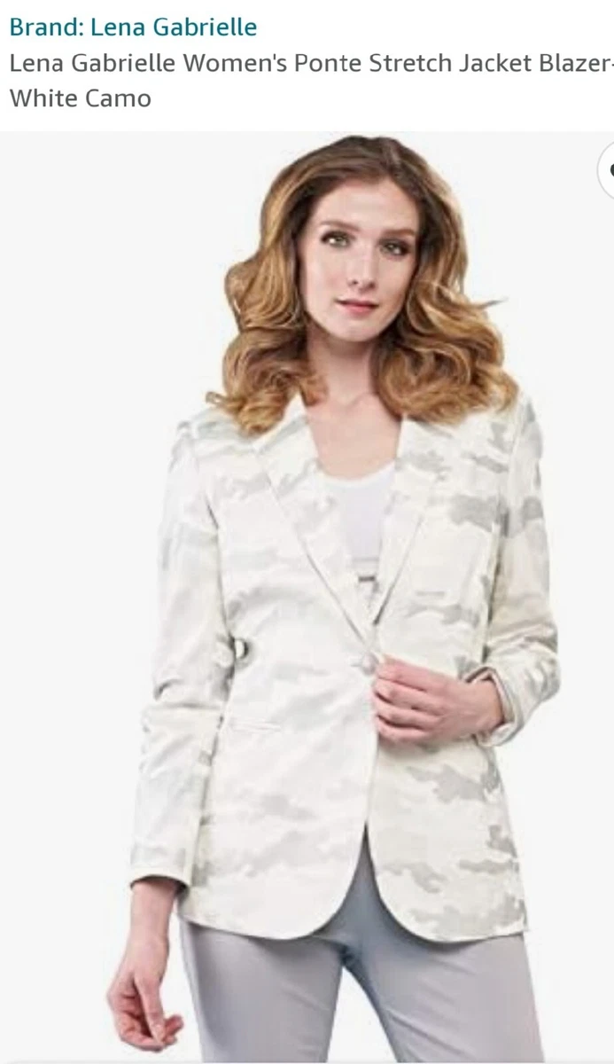 NWT Lena Gabrielle Women 8 Long Sleeve Camo White Jacket Blazer
