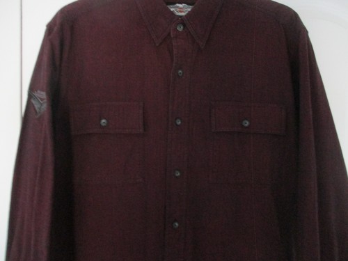 NUOVA camicia uomo Harley Davidson Maroon XL bottoni colletto manica lunga tasca - Foto 5 di 18