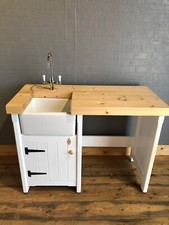 Pine Freestanding Kitchen Utility Room Belfast Butler Sink Unit Appliance Gap