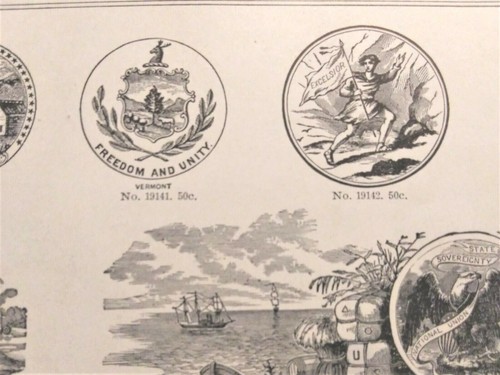 1909 Woodcut Engraving, State & Territory Seals, Advertising Cuts - Picture 2 of 5