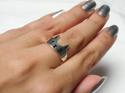 Bague Fine Dorée Tête De Chat Kawaii - Taille 56, Neuf Avec Étiquettes, Originale