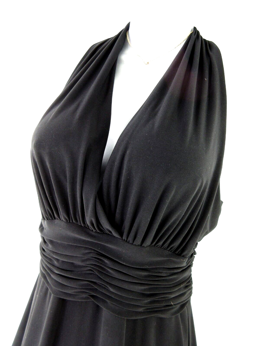 vintage halter prom dress MACloth Halter V neck Black Long Prom Dress Vintage Formal Evening Gown Custom Color / Above Knee / US14