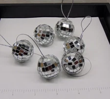 Mini Disco Ball w/ Cord Mirror Ornaments 1-1/8" Miniature ~ Sparkle 3cm 1+ inch