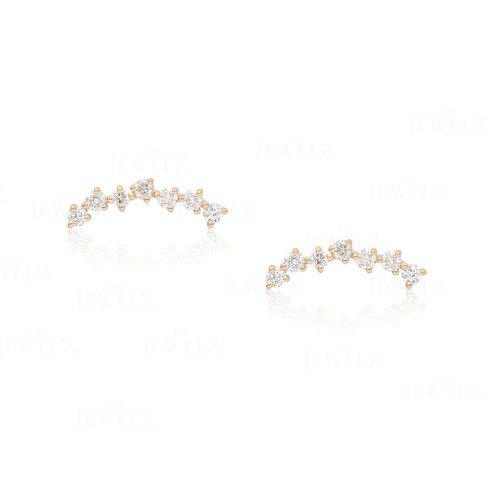 Pendientes de boda con racimo de diamantes de 0,20 quilates de oro de 14 quilates - The Jewelz - Imagen 2 de 7