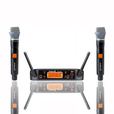 Wireless Microphone System 2 Channel UHF Handheld Church Mic Cordless Receiver