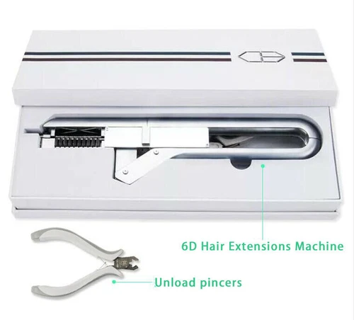 Juego de kit de extensión de cabello humano conector de herramienta de fusión de salón máquina de extensión 6D Reino Unido - Imagen 2 de 7