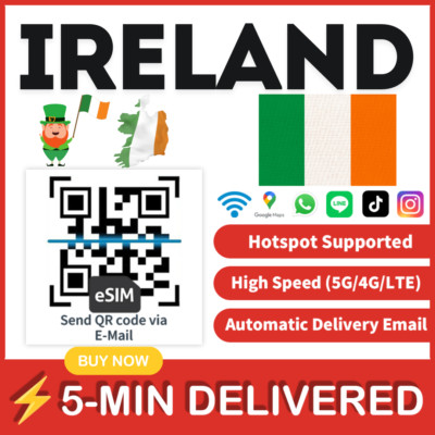 [eSIM] Ireland eSIM e-SIM card Travel Sim card Tarjeta eSIM Dato Data only  A+