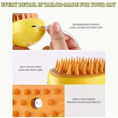 Rechargeable Shedding Hair Spray Hot Steam Easy Pet Grooming Brush for Cat&Dog - Picture 12 of 12