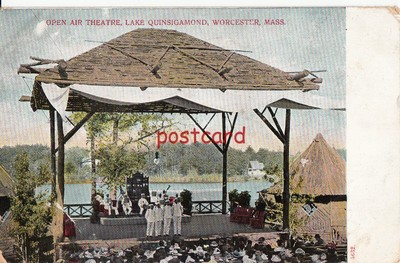 1906 WORCESTER MA Lake Quinsigamond, Open Air Theatre, uniformed performers