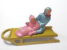 Barclay Metal cast figures Mother  child sledding 2pcs