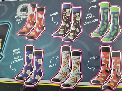 Sushi Ramem Socks New Box 6 Pairs Bacon Egg Bfast Fried Chicken Dill Pickle Food