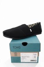 TOMS Women's Alpargata Loafer Flat - Black Chevron - Size 9.5