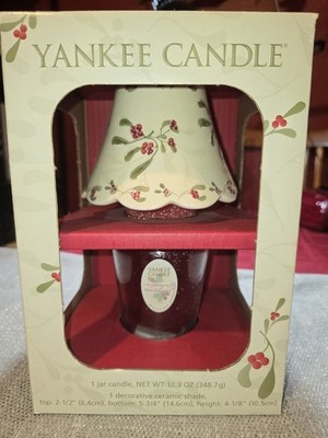 Vtg 2004 Yankee Candle Set 12.3oz Candle Ceramic Shade NIB Cinnamon Sandlwood