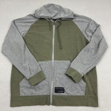 Oakley Golf Hoodie Men Large Gray Green Full Zip Pockets Logo Golfer Knit L