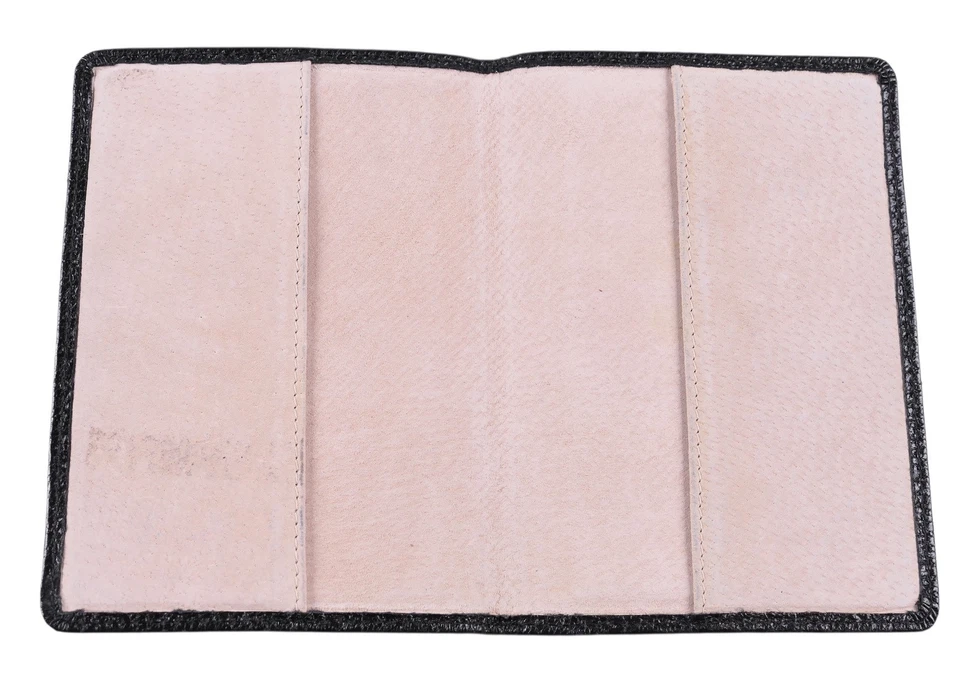 Billetera de viaje Levenger de cuero granulado negro pasaporte billetes doble pliegue Foto 2 de 4