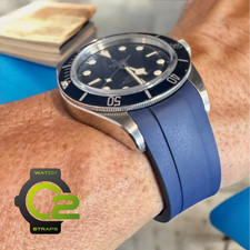 22mm BLUE Vulcanized Curved Caoutchouc Strap 41mm TUDOR Pelagos Watch Band