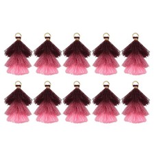 10PCS Tiny Tri-Layered Tassels Bohemian Keychains Dark Red/Pink/Light Pink 