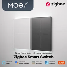 MOES ZigBee Smart Light Switch Full Touch Glass Alexa Google App Remote Timer