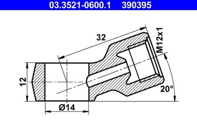 Ringstutzen Rohrleitung ATE 03.3521-0600.1 M12x1