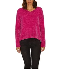 Sanctuary Clothing Womens Chenille Pullover Sweater, darkpink, L