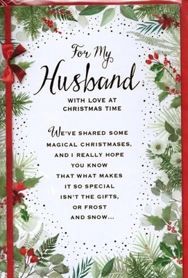 SIMON ELVIN HUSBAND CHRISTMAS CARD with Love - Large 9x6" Very good Quality - Free p&p