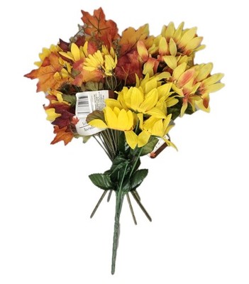 Bouquet Artificial Flowers Autumn Fall Floral Sunflower Orange Maple Leaves