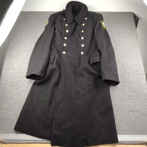 VTG Soviet Wool Officers Winter Overcoat Mens Small 54 Russian Trench Black EUC video thumbnail
